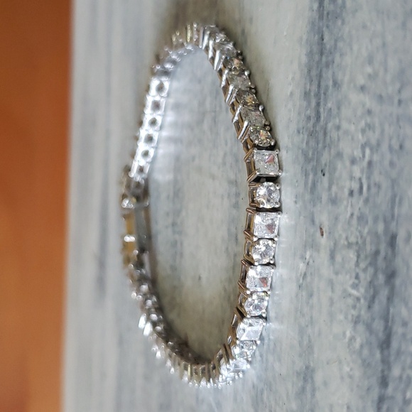 Jewelry - Tennis Bracelet 925 silver, platinum clad, Epiphany round brilliant, princess